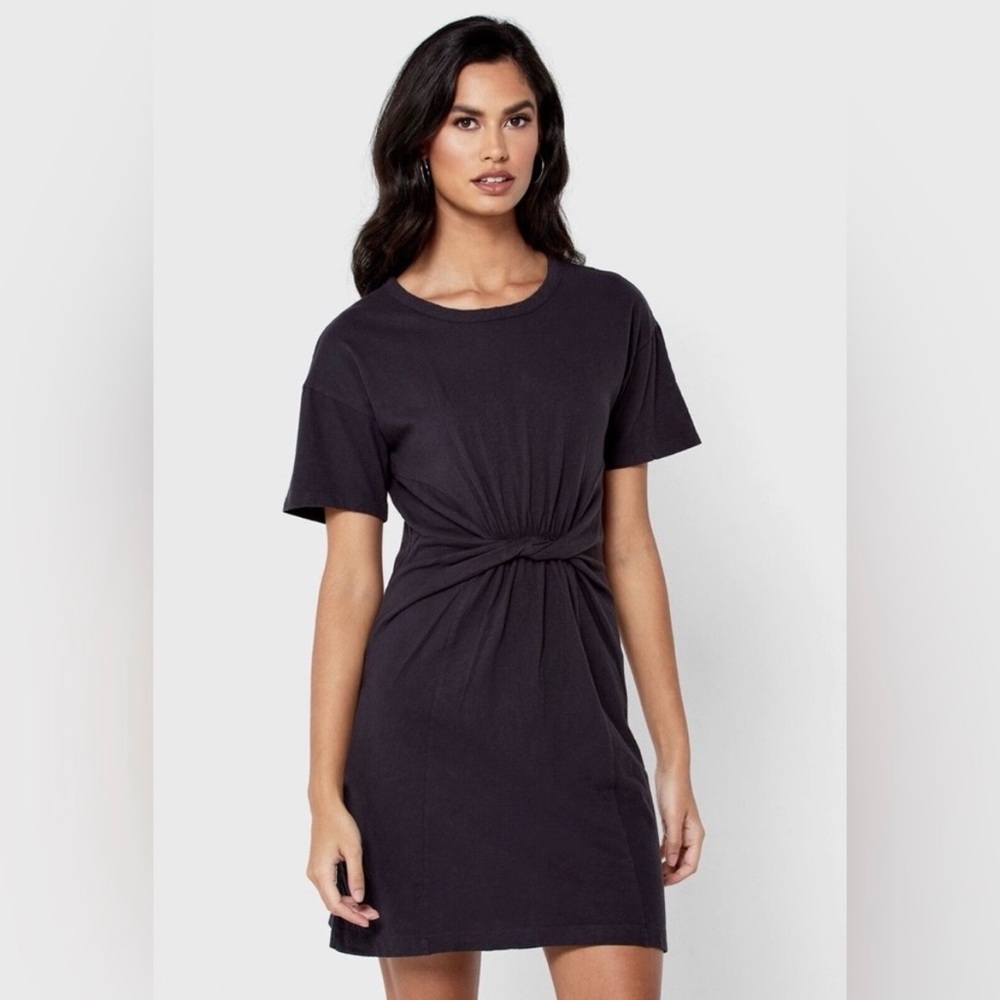 Aerie‎ Black Front Twist Short Sleeve Tshirt Dress